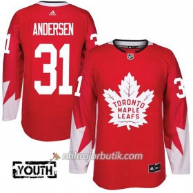Barn Ishockey Toronto Maple Leafs Tröja Frederik Andersen 31 Adidas 2017-2018 Röd Alternate Authentic